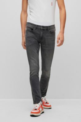 HUGO - Jeans med ekstra slank pasform i sort, italiensk denim med fornemmelse cashmereuld