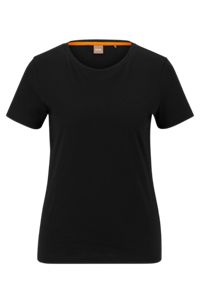 Organic-cotton slim-fit T-shirt with tonal logo, Black