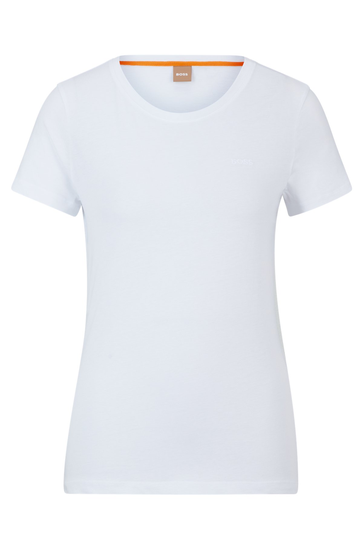 Organic-cotton slim-fit T-shirt with tonal logo, White