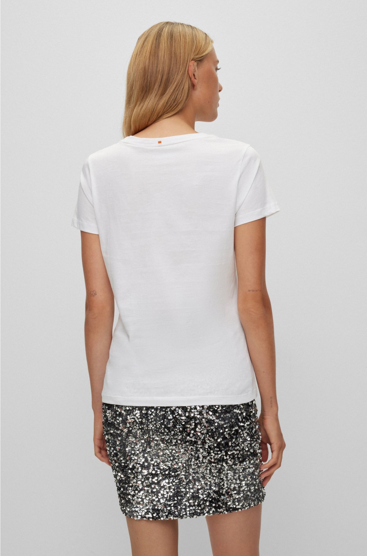 Organic White Basic Slim Fit T-Shirt, Tops