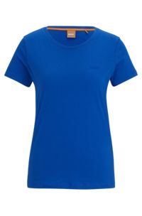 Organic-cotton slim-fit T-shirt with tonal logo, Blue