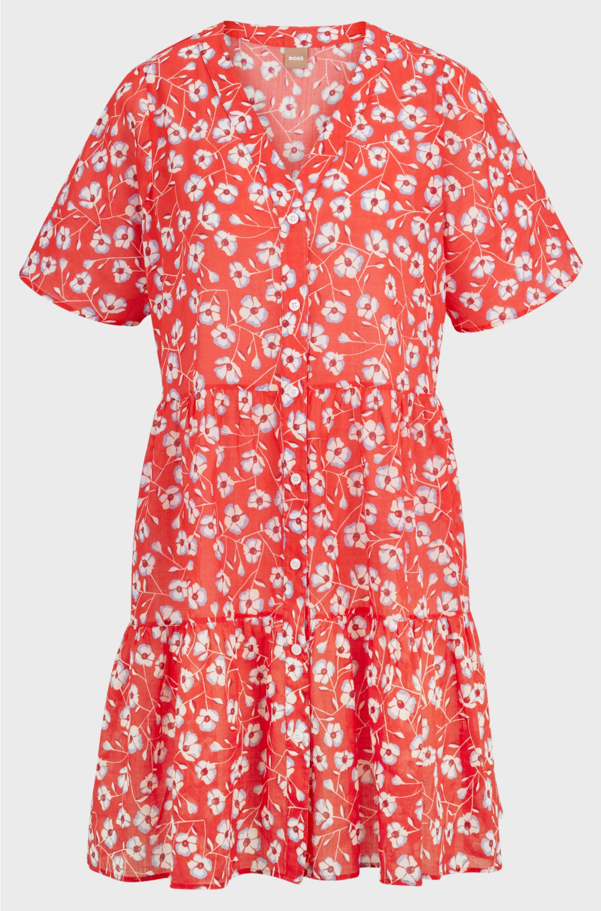 Floral-print mini dress with button front , Patterned