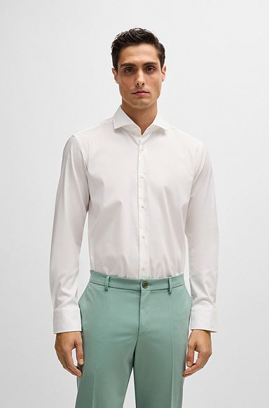 Regular-fit shirt in a stretch-cotton blend, White