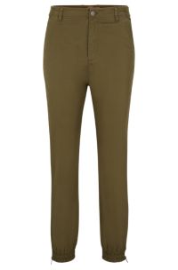 Regular-fit chinos in organic stretch cotton, Dark Green