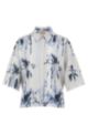 Relaxed-fit short-sleeved blouse in printed linen, Patterned