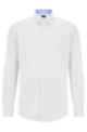 Slim-fit shirt in easy-iron structured stretch cotton, White