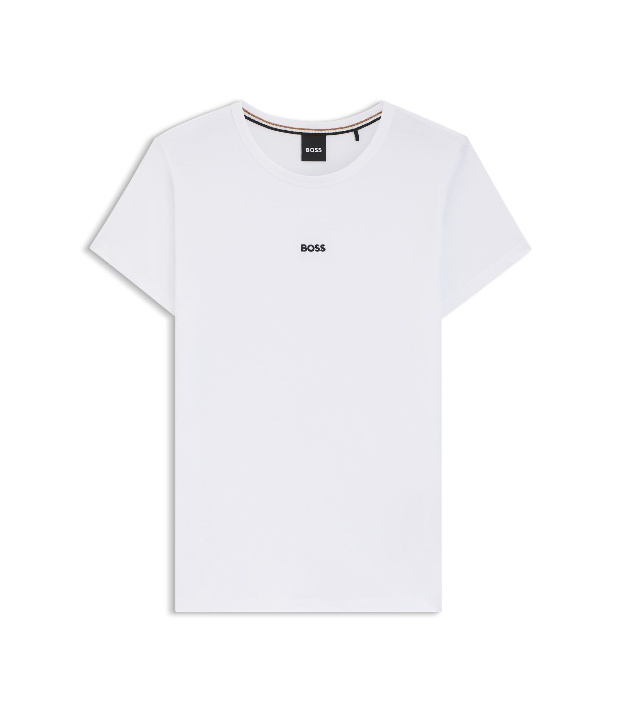 BOSS Organic-cotton slim-fit T-shirt with contrast logo White