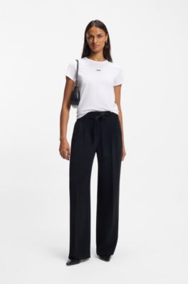 Slim-fit t-shirt av ekologisk bomull och kontrastlogga, Vit