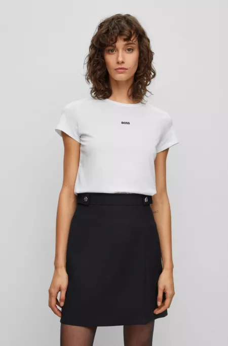 Organic-cotton slim-fit T-shirt with contrast logo