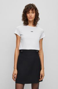 Slim-fit T-shirt van biologische katoen met contrastlogo, Wit