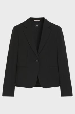 Regular-fit blazer van in Itali&euml; vervaardigde scheerwol, Zwart