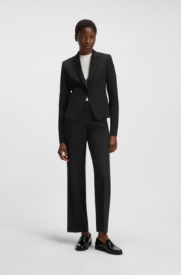 Regular-fit blazer in Italian-made virgin wool, Black
