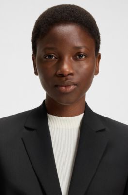 Regular-fit blazer in Italian-made virgin wool, Black