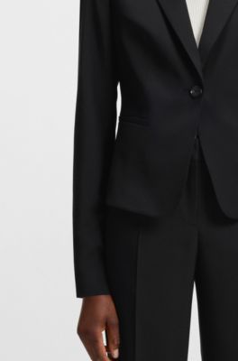 Regular-fit blazer in Italian-made virgin wool, Black
