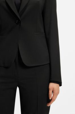 Regular-Fit Blazer aus in Italien gefertigter Schurwolle, Schwarz