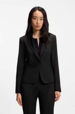 Regular-fit blazer in Italian-made virgin wool, Black