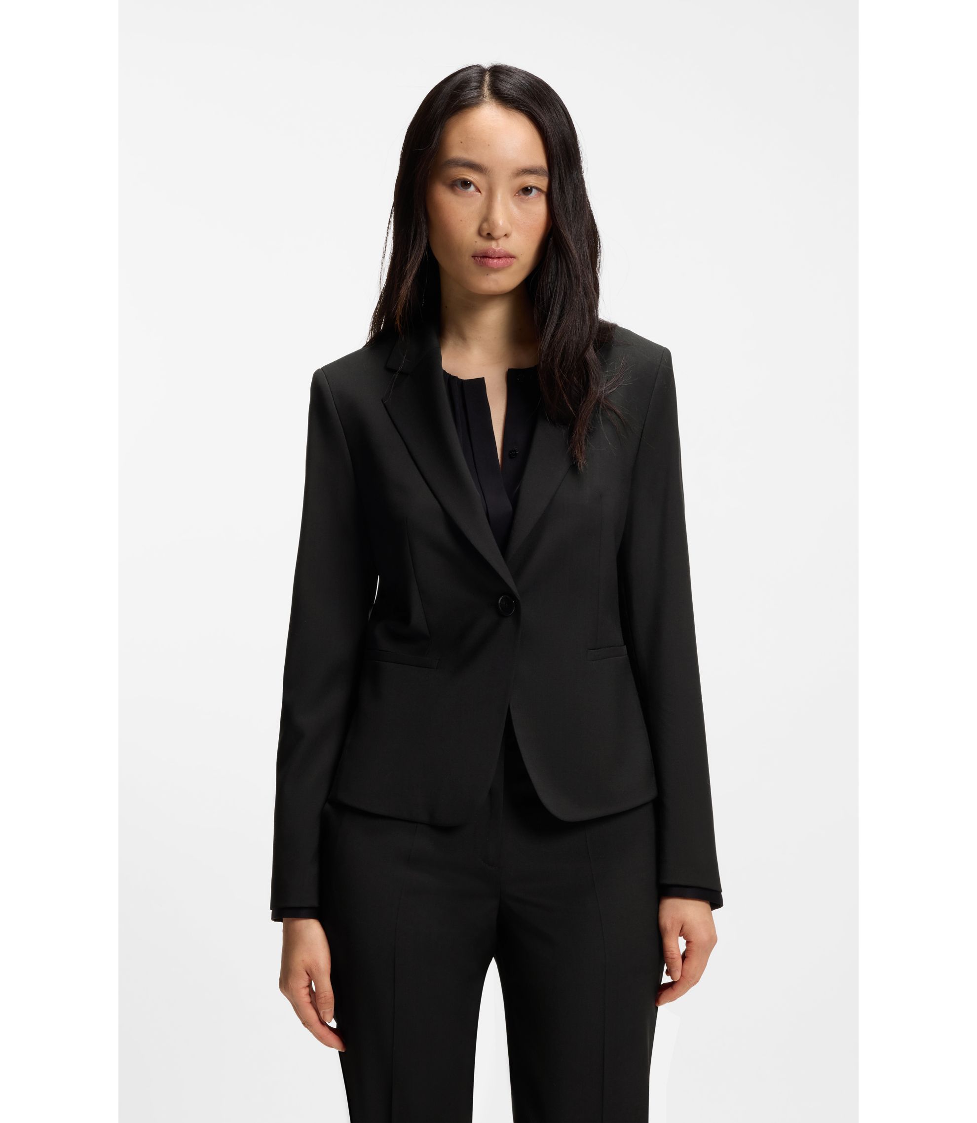 BOSS - レギュラーフィットブレザー イタリア製バージンウール - ブラック