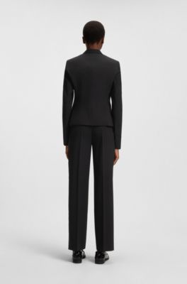 Regular-fit blazer in Italian-made virgin wool, Black