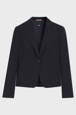 Regular-fit blazer in Italian-made virgin wool, Dark Blue