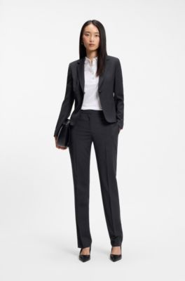Regular-fit blazer in Italian-made virgin wool, Dark Blue