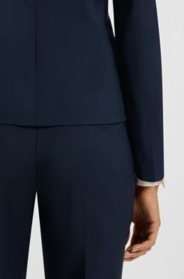 Regular-fit blazer in Italian-made virgin wool, Dark Blue