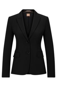 Regular-fit jacket in virgin wool, Black