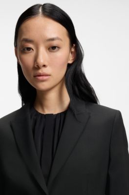 Slim-fit blazer in Italian-made virgin wool, Black