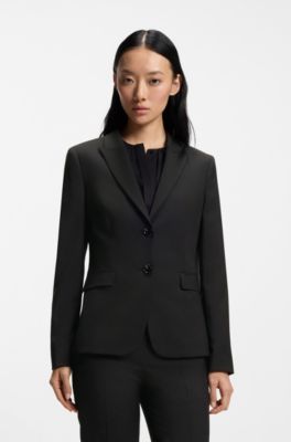 Slim-fit blazer in Italian-made virgin wool, Black