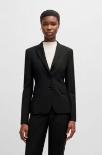Blazer slim fit in lana vergine, Nero