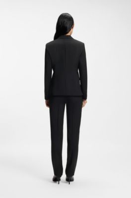 Slim-fit blazer in Italian-made virgin wool, Black