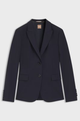 Slim-fit blazer in Italian-made virgin wool, Dark Blue