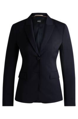 Hugo Boss Regular-fit Jacket In Virgin Wool With Flap Pockets