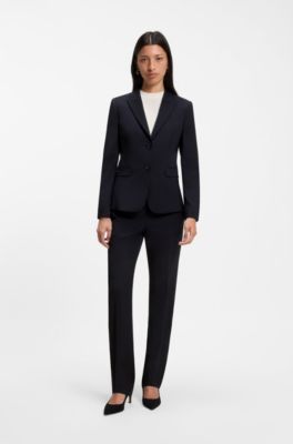 Slim-fit blazer in Italian-made virgin wool, Dark Blue