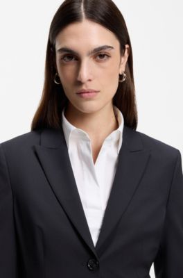 Slim-Fit Blazer aus in Italien hergestellter Schurwolle, Dunkelblau