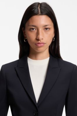 Slim-fit blazer in Italian-made virgin wool, Dark Blue