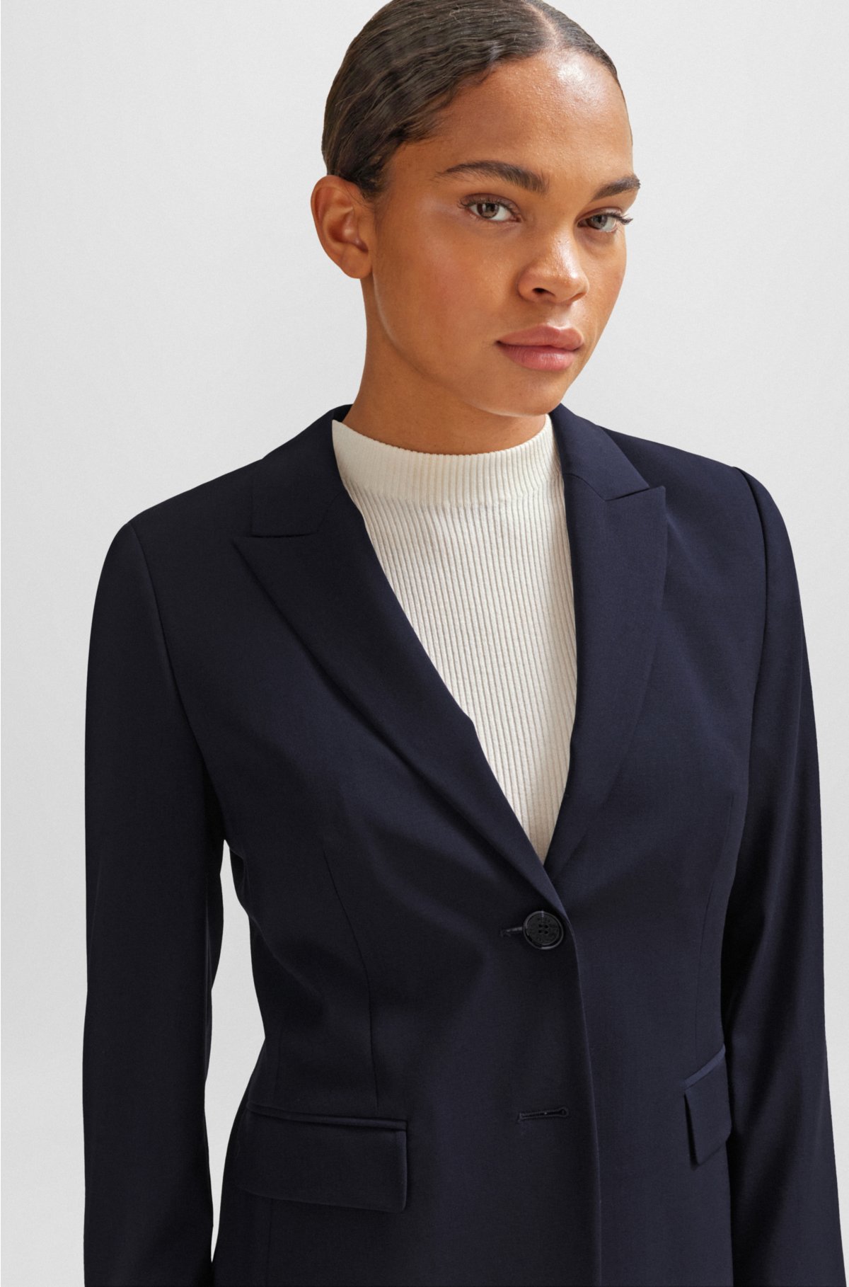 Regular-fit jacket in virgin wool, Dark Blue