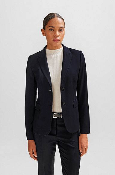 Regular-fit blazer in virgin wool, Dark Blue