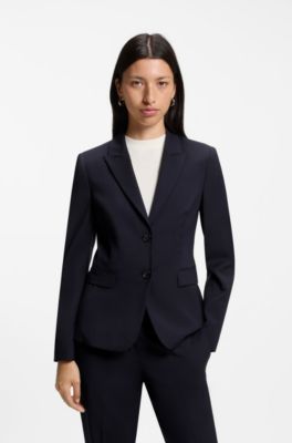 Slim-fit blazer in Italian-made virgin wool, Dark Blue