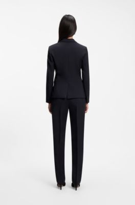 Slim-fit blazer in Italian-made virgin wool, Dark Blue