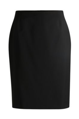 BOSS - Regular-fit pencil skirt in soft leather