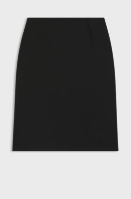 Jupe crayon Slim Fit en laine vierge italienne, Noir