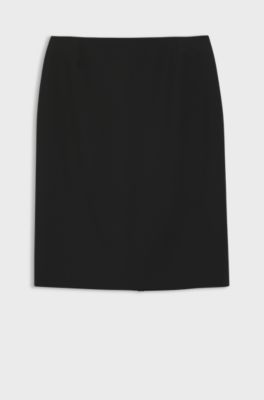 Falda l&aacute;piz slim fit en lana virgen hecha en Italia, Negro