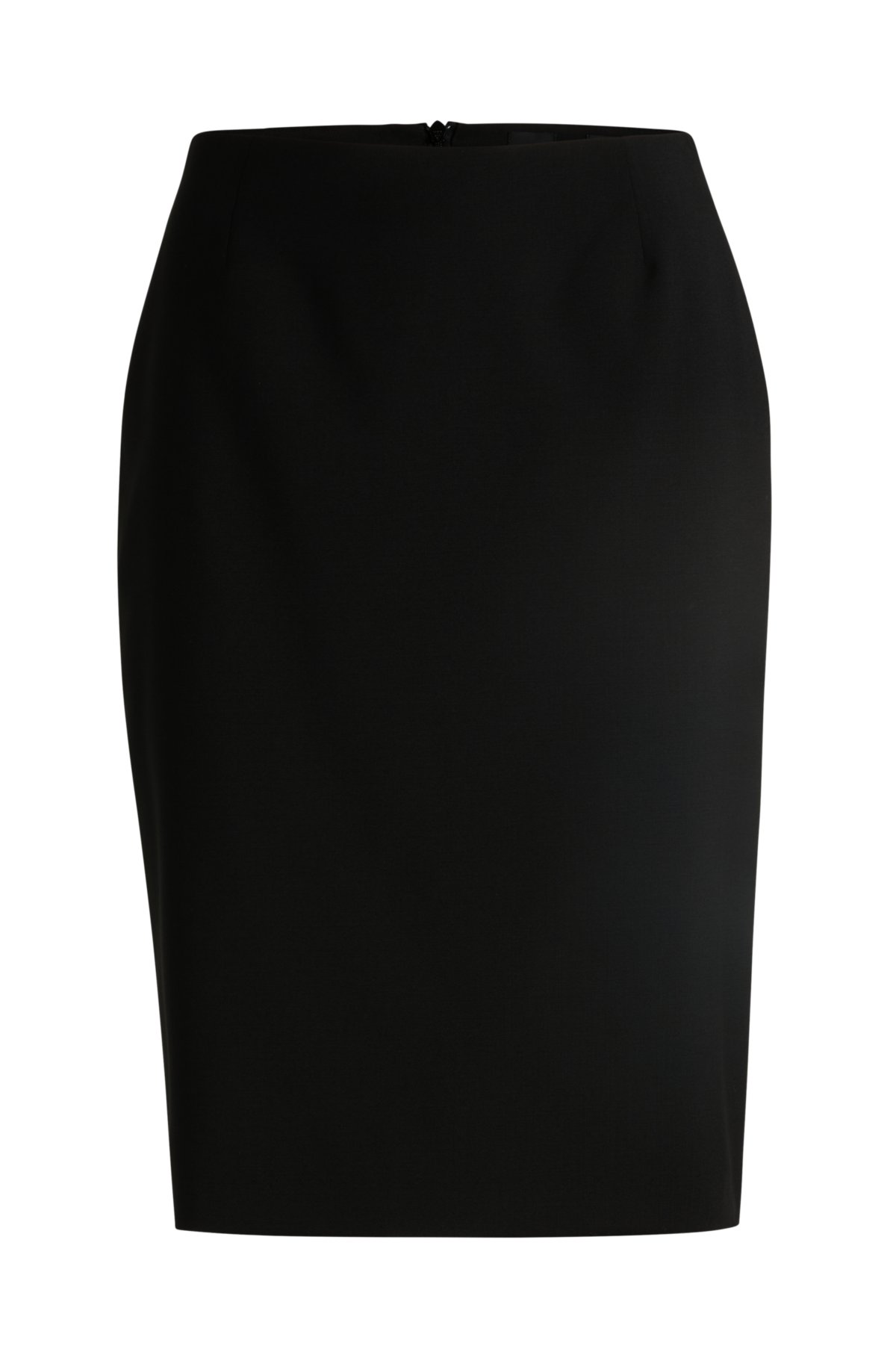 Slim-fit pencil skirt in virgin wool, Black