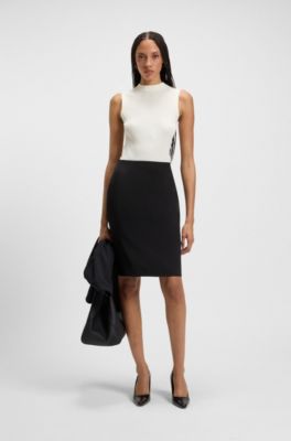 Slim-fit pencil skirt in Italian-made virgin wool, Black