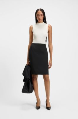 Slim-fit pencil skirt in Italian-made virgin wool, Black