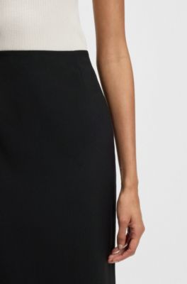 Slim-fit pencil skirt in Italian-made virgin wool, Black