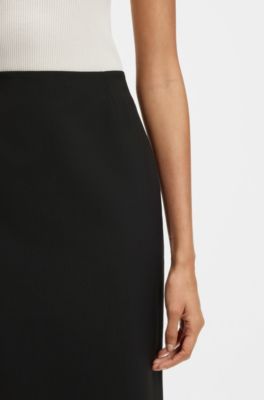Slim-fit pencil skirt in Italian-made virgin wool, Black