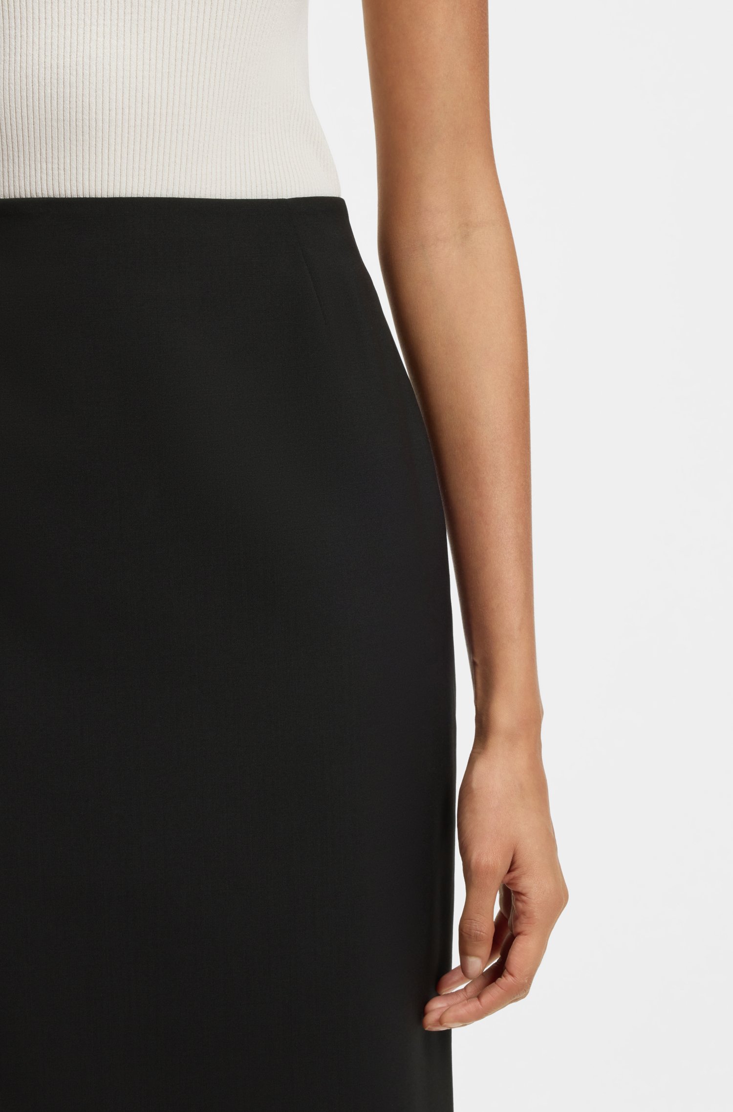 Boss Slim-fit pencil skirt in Italian-made virgin wool kjolar dam – bild 3