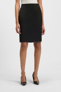 Slim-fit pencil skirt in Italian-made virgin wool, Black