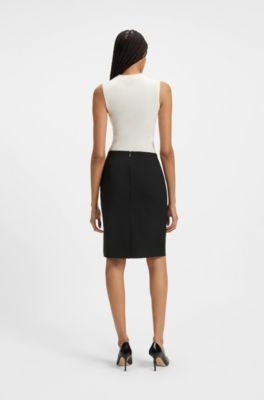 Slim-fit pencil skirt in Italian-made virgin wool, Black